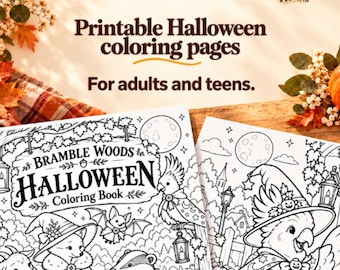Halloween kleurplaten voor volwassenen en tieners: 26 gezellige dierenscènes, printbaar PDF-bestand