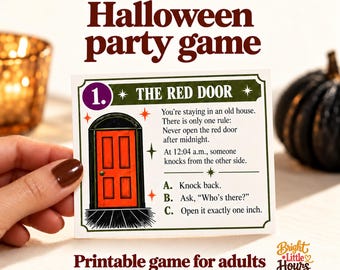 Halloween party game for adults: 20 spooky scenarios with 3 choices each, Bad Decisions printable PDF for Halloween game night