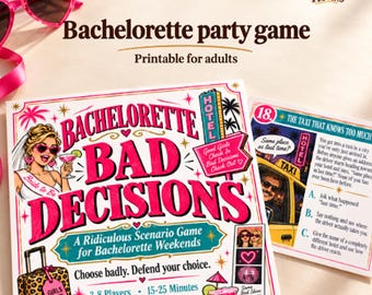 Bachelorette party game: 20 illustrated scenarios, printable hen party game