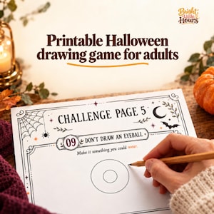 Halloween party game for adults: 24 printable drawing challenges