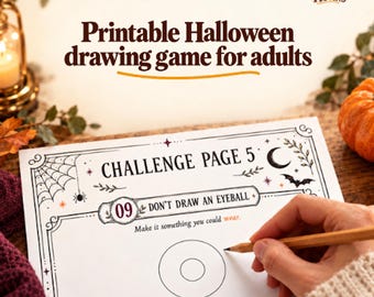 Halloween party game for adults: 24 printable drawing challenges