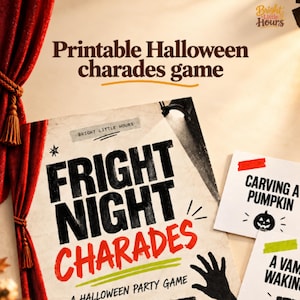 Halloween charades printable: 60 cards, party game for kids and families