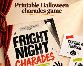 Halloween charades printable: 60 cards, party game for kids and families