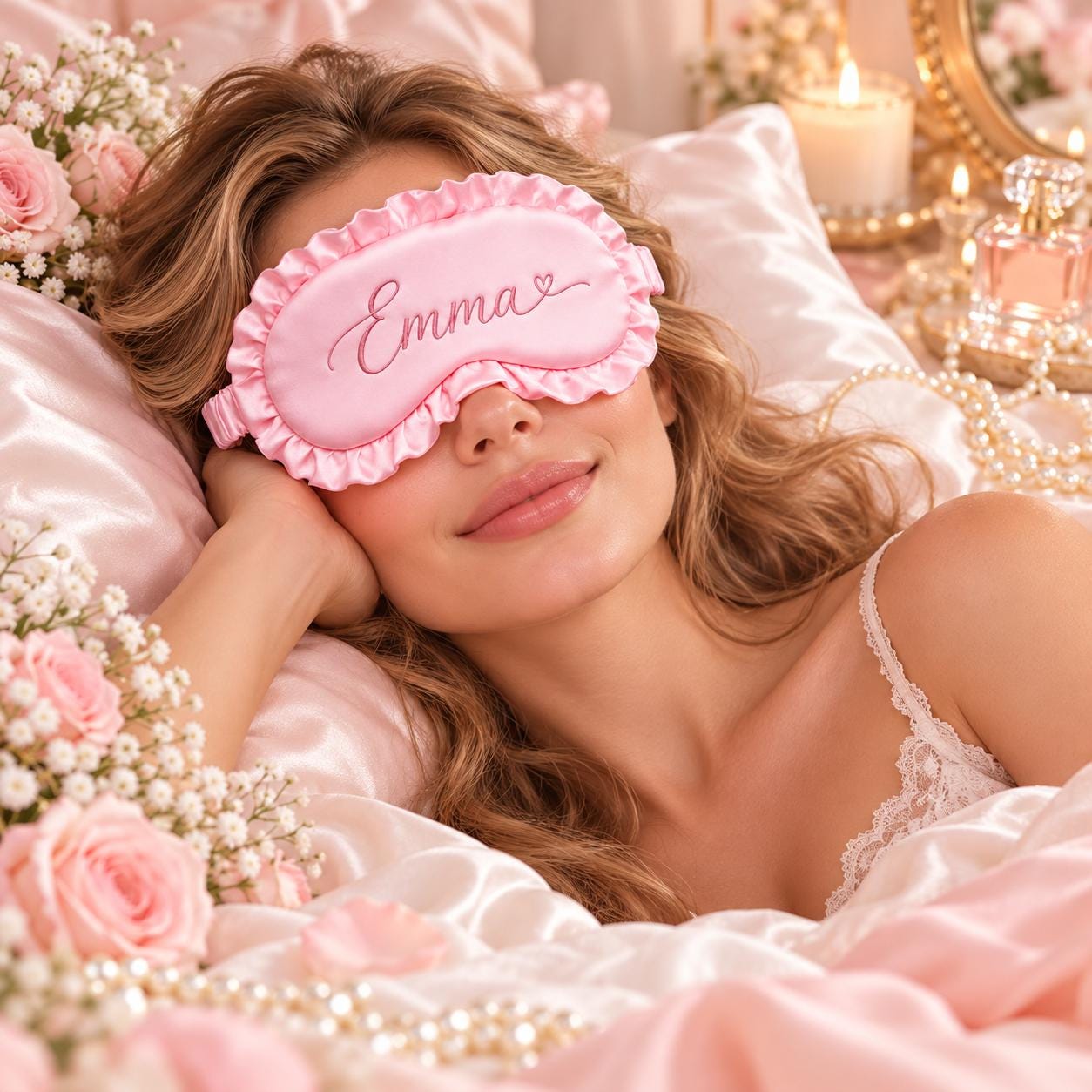 Pink Ruffle Eye Mask - Etsy