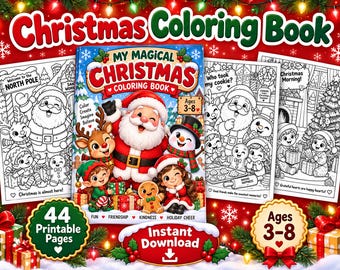Magical Christmas Coloring Book for Kids, 44 Printable Pages (PDF Download)