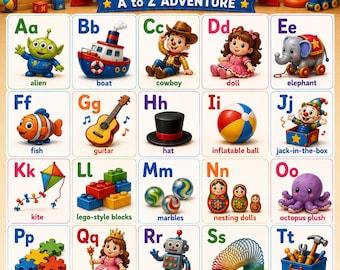 Toy Box Alphabet Poster, ABC Learning Chart, Preschool Classroom Decor (Digital Download)