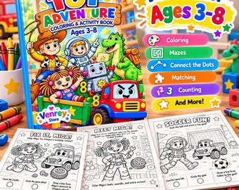 Toy Adventure Coloring Activity Book, Mazes, Puzzles, Counting (PDF Download)