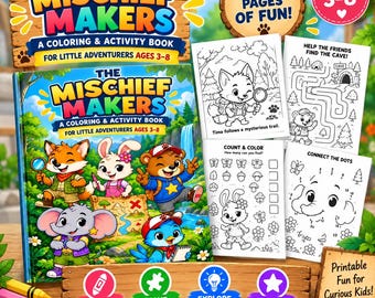 The Mischief Makers Coloring Activity Book | Ages 3-8 (Digital PDF)