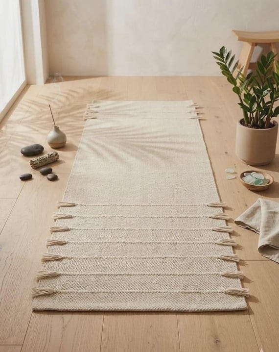 Organic Cotton Yoga Mat – Handwoven Yoga Rug, Sustainable Yoga Mat, Organic Yoga Mat, Anti Slip Yoga Mat...
