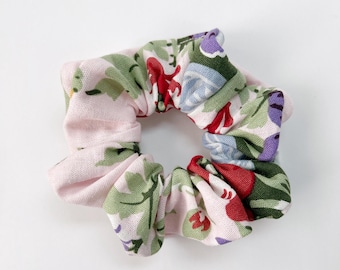 Linen Blend Scrunchies in Pink Rose