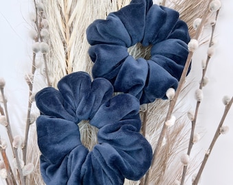 Dark Blue Velour Scrunchy