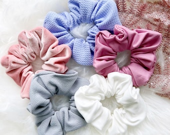 Pastel Scrunchies: Velvet, Knit, Jersey Fabric Hair Accessories