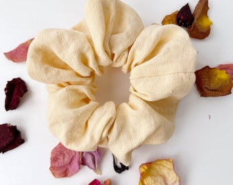 Soft Yellow Linen Scrunchy.