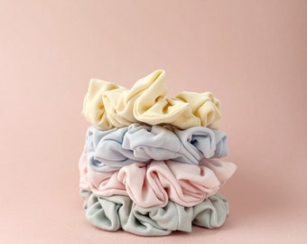 Organic Cotton Knit Pastel Scrunchies.