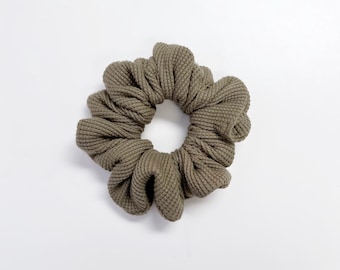 Olive Green Waffle Knit Scrunchy