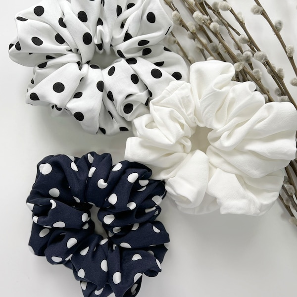 Polka Dot Scrunchies made with Rayon.