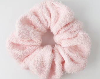 Towel Scrunchie Made With Bamboo Cotton Blend Fabric in Light Pink