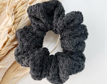 Towel Scrunchie Made With cotton in Dark Charcoal colour.