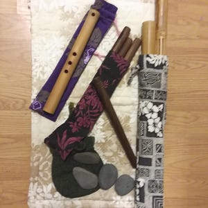 BAGS for pū'ili, kala'au, 'iliʻili, & ʻohe ihu, Tahitian 'i'i