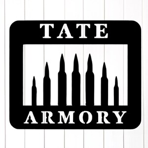 Custom Metal Gun Name Sign for Man Cave or Hunting Lodge - Rugged Steel Armory Wall Decor - Personalized Second Amendment Gift for Firearm image 3