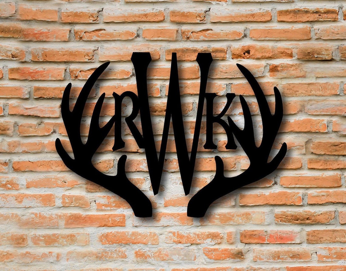 Custom Metal Deer Antler Monogram Sign Custom Metal Name Etsy