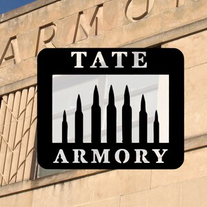 Custom Metal Gun Name Sign for Man Cave or Hunting Lodge - Rugged Steel Armory Wall Decor - Personalized Second Amendment Gift for Firearm image 2