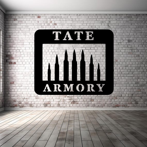 Custom Metal Gun Name Sign for Man Cave or Hunting Lodge - Rugged Steel Armory Wall Decor - Personalized Second Amendment Gift for Firearm