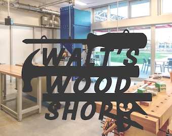 Custom Steel Garage Workshop Sign: Personalized Metal Decor for Mechanics and Woodworking Enthusiasts
