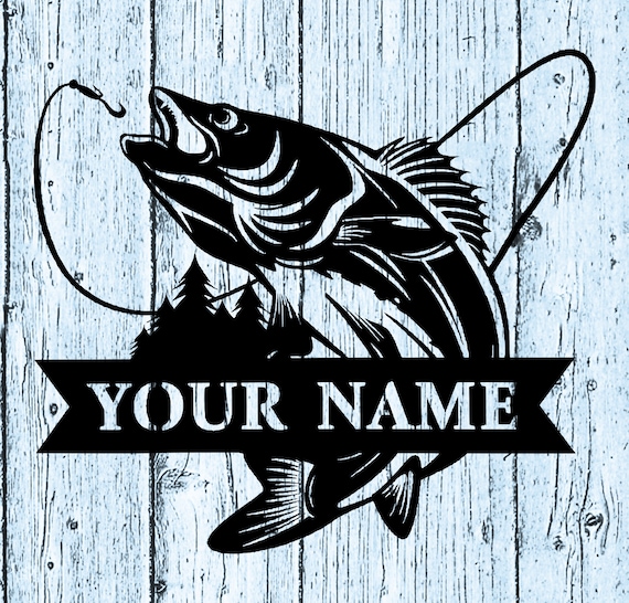 Custom Name Walleye Metal Sign, Outdoor Patio Decor, Outdoor Fishing Sign,  Walleye Silhouette Welcome Sign -  Canada