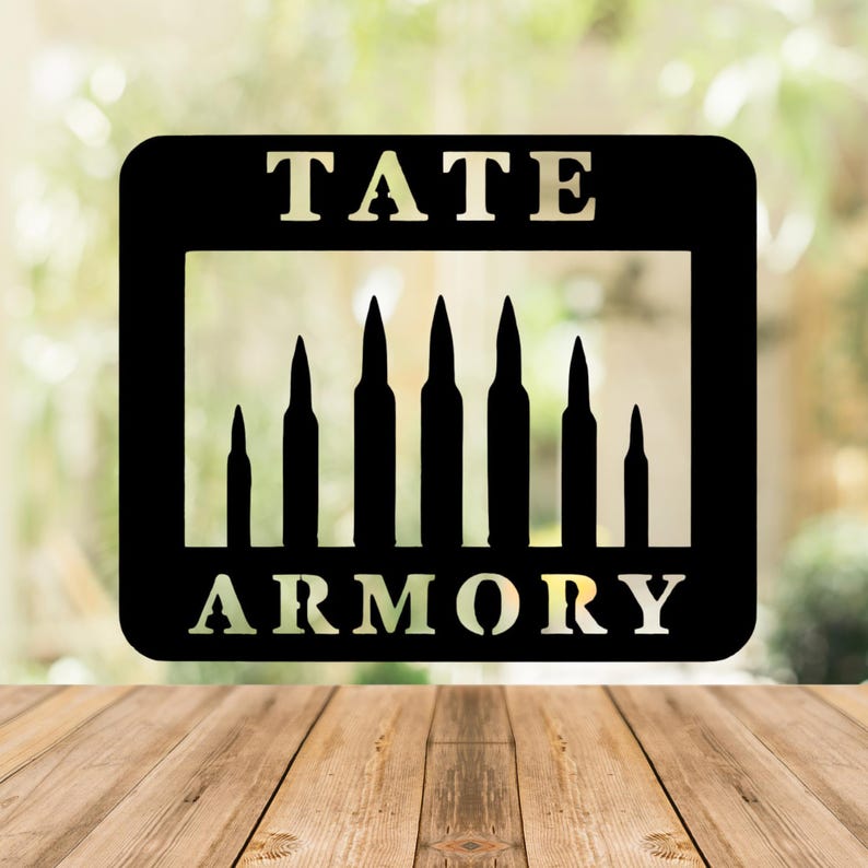Custom Metal Gun Name Sign for Man Cave or Hunting Lodge - Rugged Steel Armory Wall Decor - Personalized Second Amendment Gift for Firearm image 4