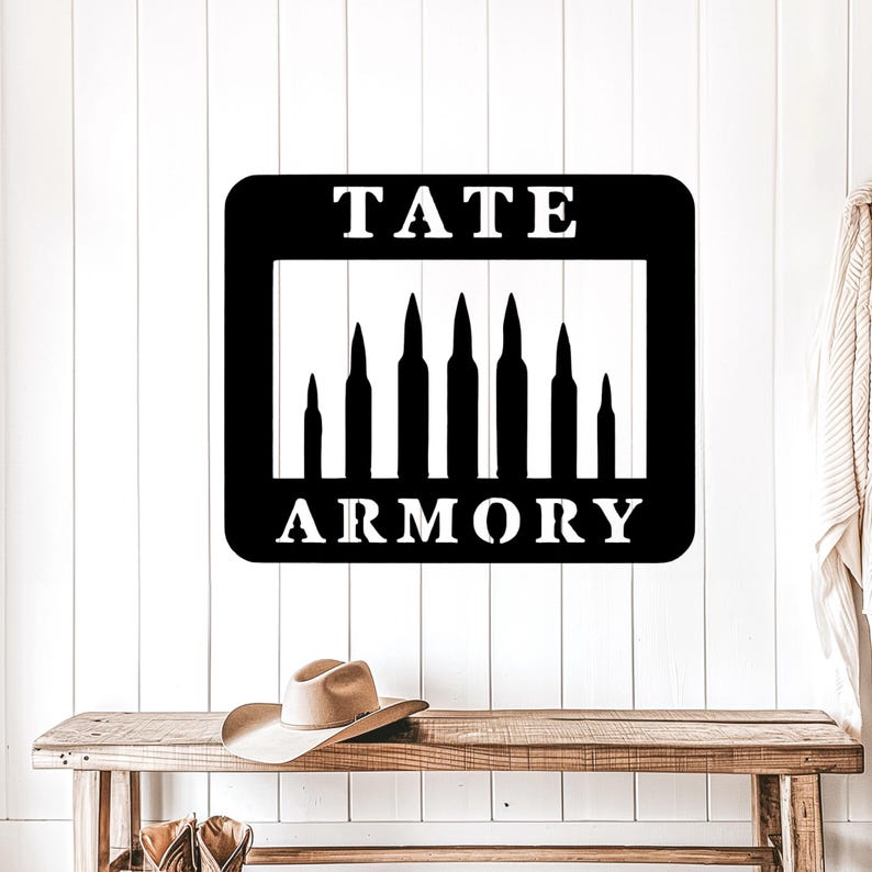 Custom Metal Gun Name Sign for Man Cave or Hunting Lodge - Rugged Steel Armory Wall Decor - Personalized Second Amendment Gift for Firearm image 3
