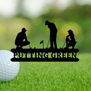 Putting Green Metal Sign: Rustic Golf Decor for Man Cave