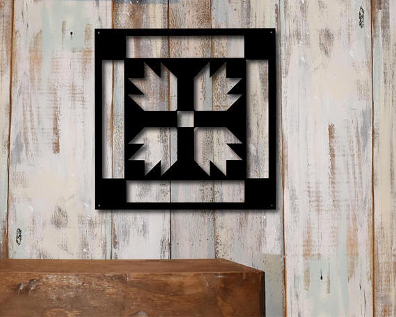 Metal Quilt Square Wall Art Farmhouse Bear Paw Decor Rustic Etsy