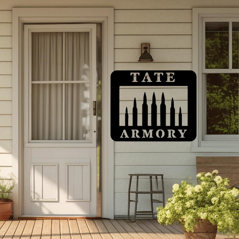 Custom Metal Gun Name Sign for Man Cave or Hunting Lodge - Rugged Steel Armory Wall Decor - Personalized Second Amendment Gift for Firearm image 5