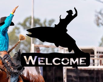 Metal Rodeo Fish Welcome Sign: Rustic Ranch Decor, Country Cabin Art
