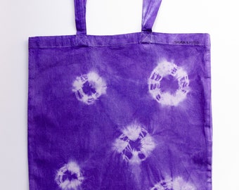 Sac fourre-tout violet, tie dye shibori, sac boho, sac de festival boho, mode boho, sac à bandoulière réutilisable, fourre-tout du marché