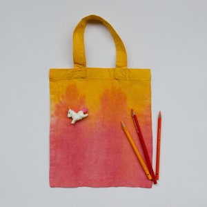 petit sac en coton, sac pour enfants, sac à livres, batik, rouge, orange