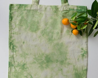 Shibori tote bag, olive green