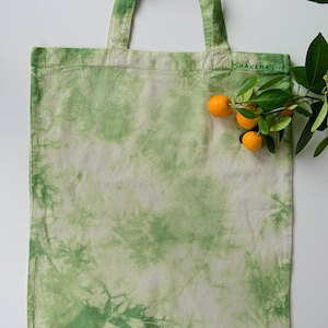 Shibori tote bag, olive green