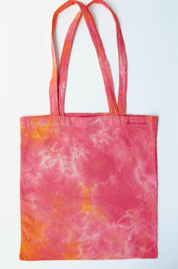 Tie Dye Tote Bag, Red, Orange, Shibori Tote, Reusable Bag UK