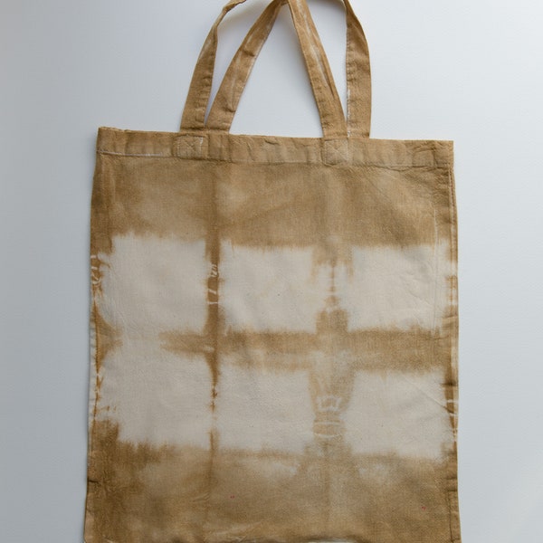 Tie dye tote bag light brown and white with short handles, shopping bag, grocery bag, cool tote shibori, reusable bag