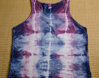oversized tank, tie dye tank, unisex tank, darkblue, purple, for men, for ladies, shibori