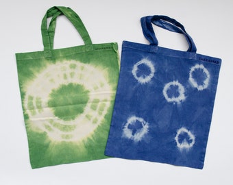 Colorful tote bag, set of 2, one of a kind, custom tie dye, shibori tie dye, reusable shopping bag, farmers market bag, gift for her