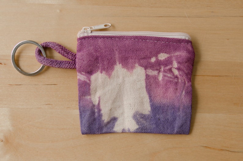 Small pouch, hand dyed, purple, blue, for keys, coins and other small things image 2