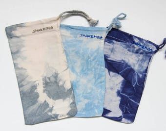 Set of 3 giftbags, fabric gift bag, reusable gift bag, shibori bag