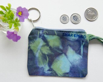 Small zipper pouch, tie dye, blue, for keys, coin and other small things