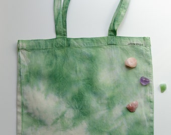 Sac fourre-tout Tie Dye, design froissé vert et blanc, sac à bandoulière, mode boho, sac de festival, sac en coton réutilisable