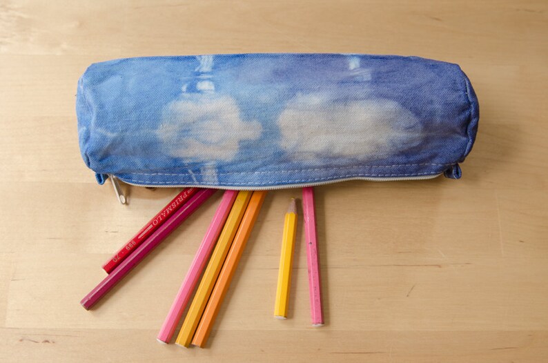 Pencil Pouch Tie Dye Blue Zipper Pouch Cotton Etsy