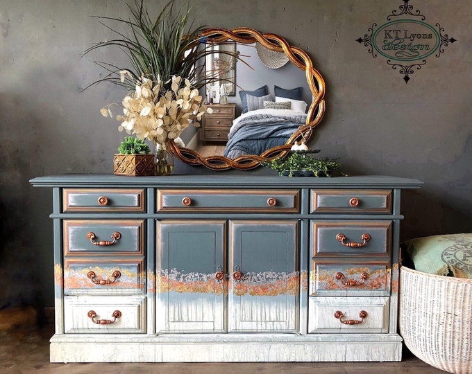 Buffet Large Console Painted Buffet Coastal Buffet Media Etsy