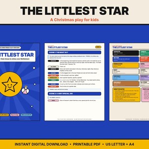 Obra de teatro navideña "La Estrellita Más Pequeña" para niños / Guion sencillo para una obra de teatro navideña para 10-25 niños / Descarga del programa navideño de la iglesia